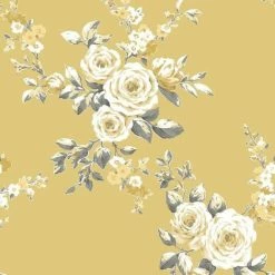 Muriva Catherine Lansfield Canterbury Floral Wallpaper (One Size) (Ochre Yellow)