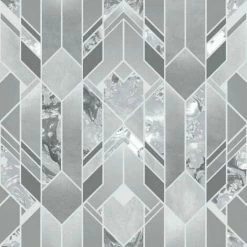Muriva Elixir Marble Geometric Wallpaper (10m X 53cm) (Silver)
