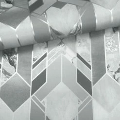 Alternative view of Muriva Elixir Marble Geometric Wallpaper (10m X 53cm) (Silver)