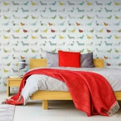 Alternative view of Muriva Catherine Lansfield Silly Sausage Dog Wallpaper (10m X 53cm) (White)