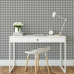 Muriva Houndstooth Textured Wallpaper (10m X 53cm) (Black/White) -MURIVA SHOP 70358206 3
