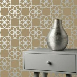 Muriva Marrakech Geometric Wallpaper (10m X 53cm) (Gold/Silver) -MURIVA SHOP 70358243 3