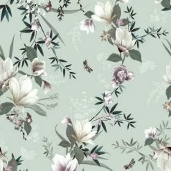 Muriva Lipsy Lotus Wallpaper (One Size) (Duck Egg Blue)