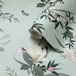 Muriva Lipsy Lotus Wallpaper (One Size) (Duck Egg Blue) 6 Muriva Lipsy Lotus Wallpaper (One Size) (Duck Egg Blue) -MURIVA SHOP 70358354 3