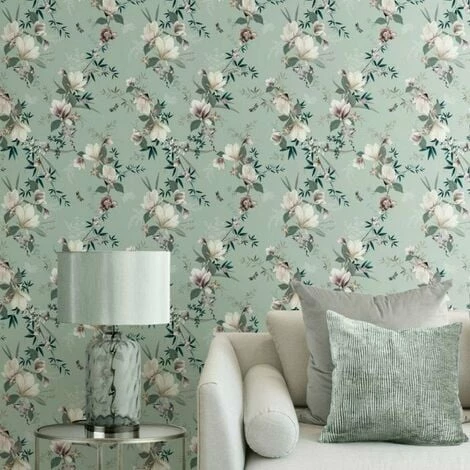 Muriva Lipsy Lotus Wallpaper (One Size) (Duck Egg Blue) 4 Muriva Lipsy Lotus Wallpaper (One Size) (Duck Egg Blue) - Image 4