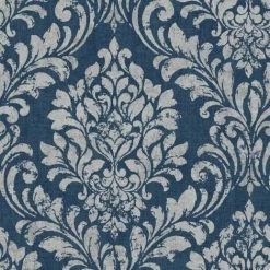 Muriva Eleanor Damask Wallpaper (10m X 53cm) (Blue)