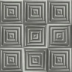 Muriva Square Metallic Wallpaper (10m X 53cm) (Silver/Charcoal)
