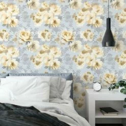 Alternative view of Muriva Catherine Lansfield Dramatic Floral Wallpaper (One Size) (Ochre)