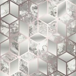 Muriva Elixir Marble Wallpaper (10m X 53cm) (Rose Gold)