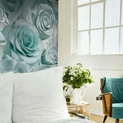 Muriva Madison Rose Glitter Wallpaper (One Size) (Aqua Blue/Grey) -MURIVA SHOP 70399823 3