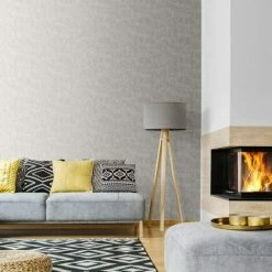 Alternative view of Muriva Darcy James Linen Texture Grey Wallpaper 173531 - Plain Fabric Effect
