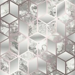 Muriva Elixir Cube Wallpaper - Rose Gold - 166511