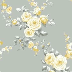 Muriva Catherine Lansfield Canterbury Floral Wallpaper (One Size) (Grey/Ochre)
