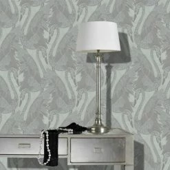 MURIVA Silver Swan Wallpaper Blown Vinyl Embossed Metallic Sheen Glitter Feature Wall 7 MURIVA Silver Swan Wallpaper Blown Vinyl Embossed Metallic Sheen Glitter Feature Wall -MURIVA SHOP 9304652 4