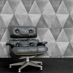 Muriva Caden Silver Geometric Triangle Wallpaper Metallic Distressed Heavyweight 5 Muriva Caden Silver Geometric Triangle Wallpaper Metallic Distressed Heavyweight -MURIVA SHOP 9304654 3