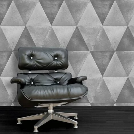 Muriva Caden Silver Geometric Triangle Wallpaper Metallic Distressed Heavyweight 3 Muriva Caden Silver Geometric Triangle Wallpaper Metallic Distressed Heavyweight - Image 3