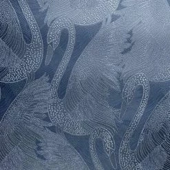 Alternative view of MURIVA Sapphire Swan Wallpaper Blown Vinyl Embossed Metallic Sheen Glitter Feature Wall