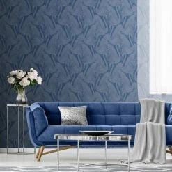 MURIVA Sapphire Swan Wallpaper Blown Vinyl Embossed Metallic Sheen Glitter Feature Wall 6 MURIVA Sapphire Swan Wallpaper Blown Vinyl Embossed Metallic Sheen Glitter Feature Wall -MURIVA SHOP 9375171 3