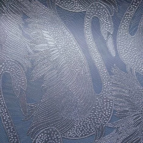 MURIVA Sapphire Swan Wallpaper Blown Vinyl Embossed Metallic Sheen Glitter Feature Wall 4 MURIVA Sapphire Swan Wallpaper Blown Vinyl Embossed Metallic Sheen Glitter Feature Wall - Image 4