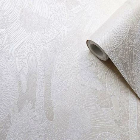 Muriva Odette Swan Wallpaper Pearl Glitter Bird Blown Vinyl Embossed Metallic 1 Muriva Odette Swan Wallpaper Pearl Glitter Bird Blown Vinyl Embossed Metallic