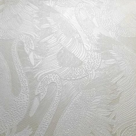 Muriva Odette Swan Wallpaper Pearl Glitter Bird Blown Vinyl Embossed Metallic 2 Muriva Odette Swan Wallpaper Pearl Glitter Bird Blown Vinyl Embossed Metallic - Image 2